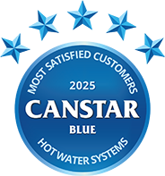 Canstar Award 2025 - Most Satisfied Customers, Hot Water Systems